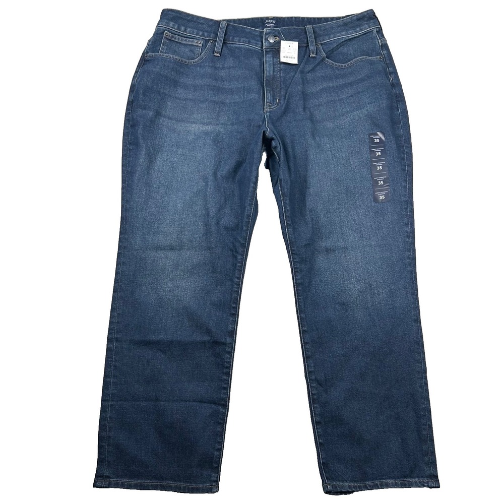 J. Crew Jeans Womens 35 Curvy Essential Straight Plus Dark Wash High Rise Denim